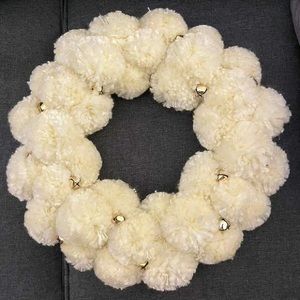 Target Threshold Pom Pom Wreath Cream With Gold Jingle Bells